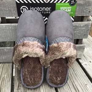 - Isotoner Ash Gray Open Back Slipper Slides! NEW!